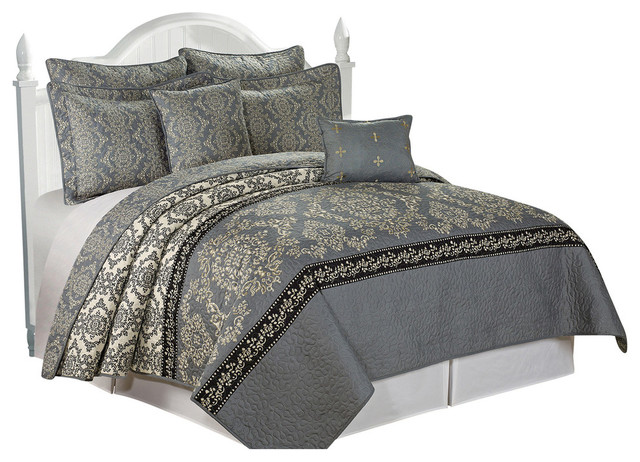 Mystic Quilted 7 Piece Bed Spread Set Traditional Quilts And Quilt Sets By Bnf Home Houzz