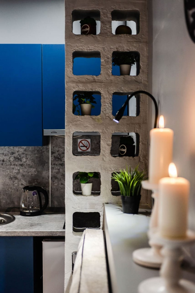 МИНИ Отели ЖК ОТРАЖЕНИЕ синий + бетон