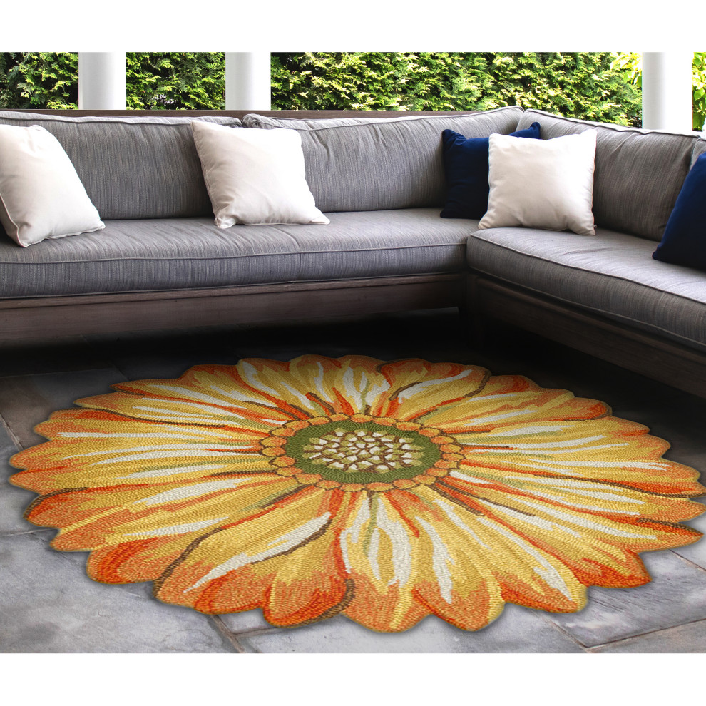 Frontporch Sunflower Mat, Yellow, 5' Round