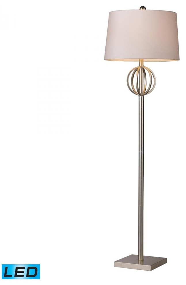 Dimond Lighting Donora LED Floor Lamp In Silver Leaf With Milano Off White Shade