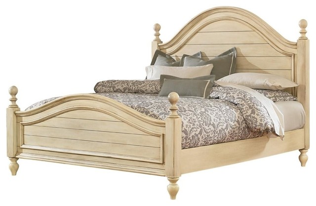 Standard Furniture Bennington White Poster Bed, Antique French Bisque, Queen