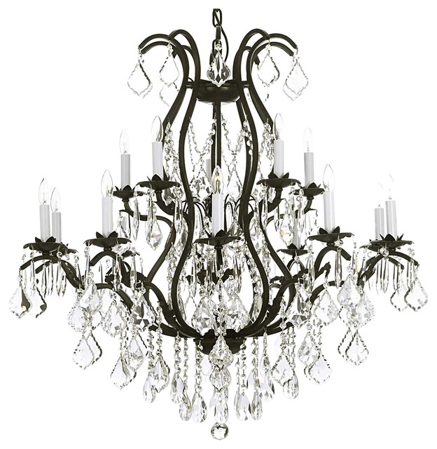 Wrought Iron Chandelier Dressed With Swarovski Crystal Traditional Wrought Iron Chandelier Dressed With Swarovski Crystal