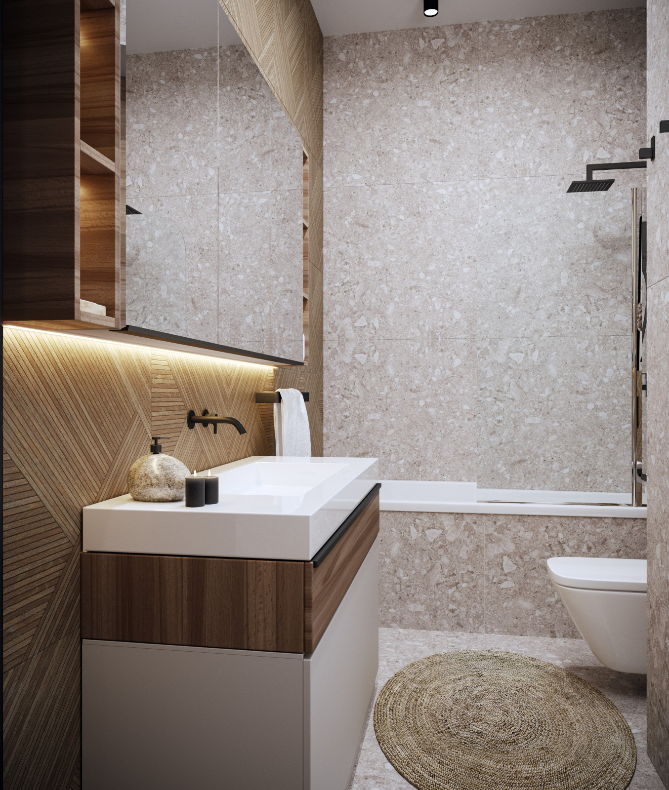 Современный интерьер коттеджа для молодой пары.