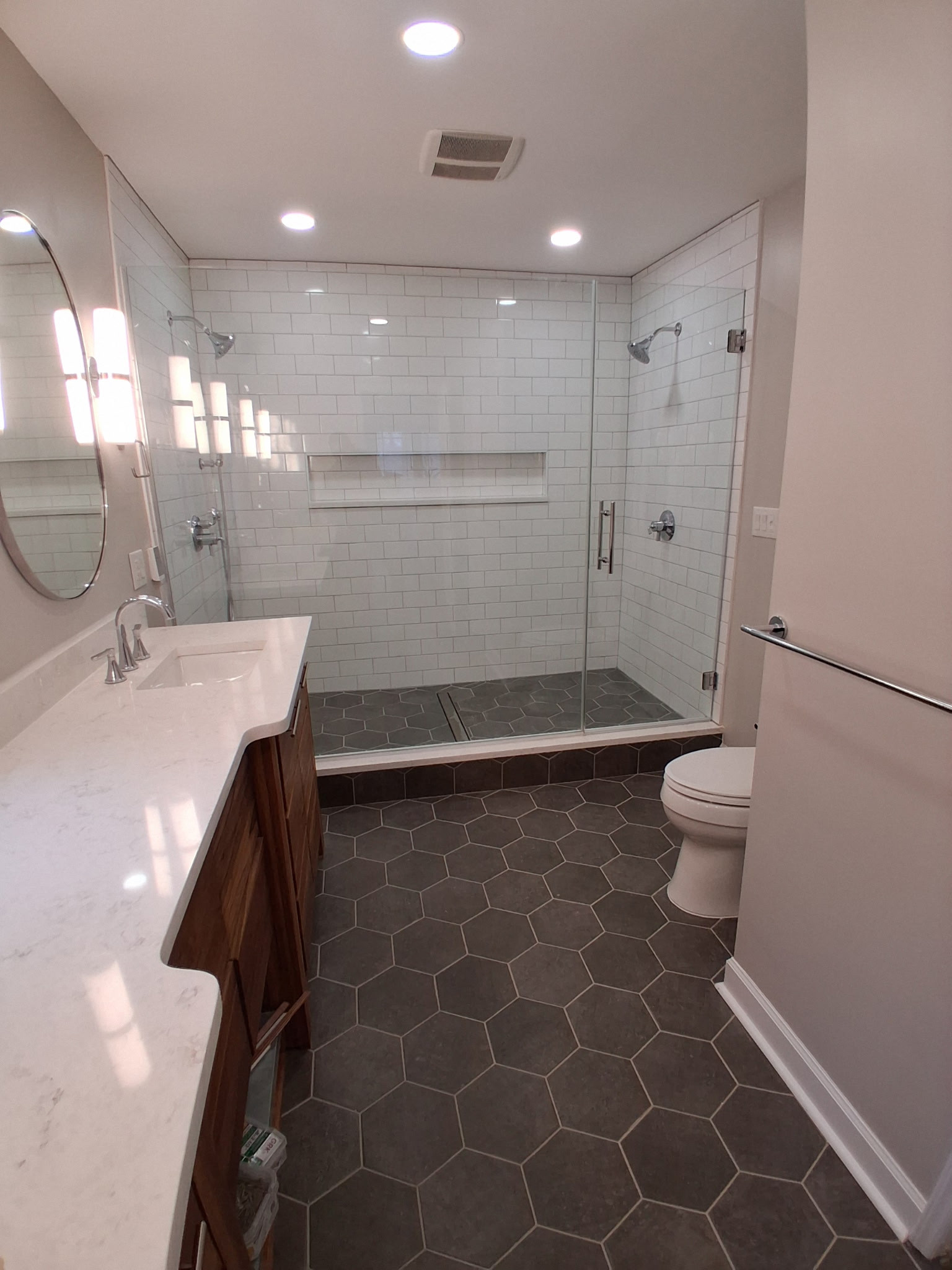 Bath Renovation with Teak Vanity