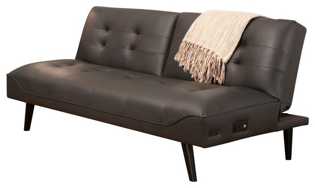 Tuscany Bonded Leather Click Clack Sofa Midcentury Futons By Tuscany Leather Adjule Back With Usb Port Sofa Gray