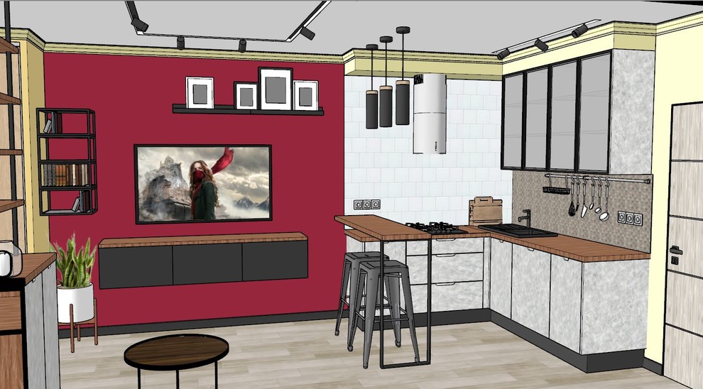 Студия в индустриальном стиле