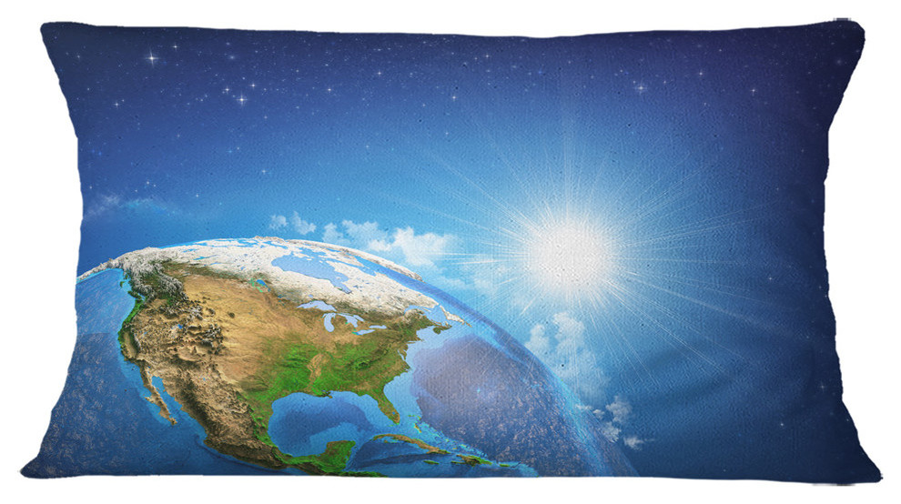 Sunrise Over The Earth Landscape Abstract Throw Pillow Contemporary Decorative Pillows By Design Art Usa