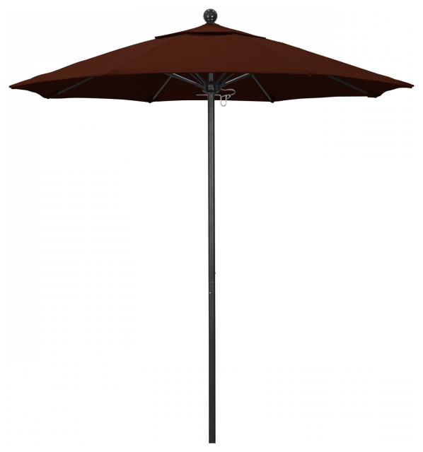 7.5' Patio Umbrella Black Pole Fiberglass Rib Push Lift Pacifica