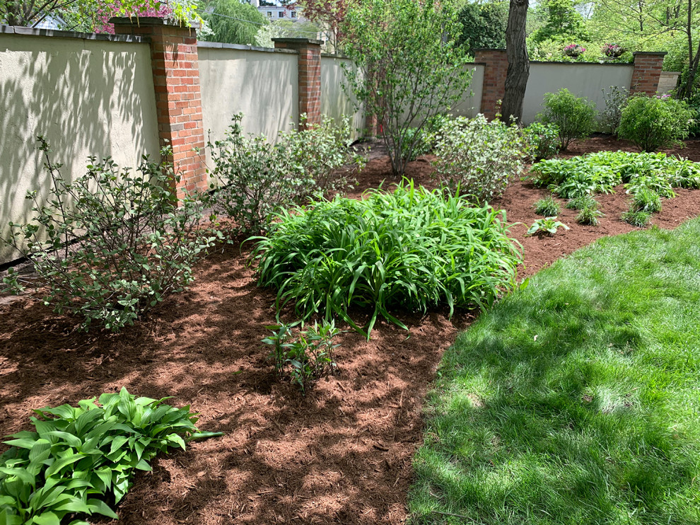 Стильный дизайн: участок и сад среднего размера на боковом дворе в классическом стиле с полуденной тенью - последний тренд