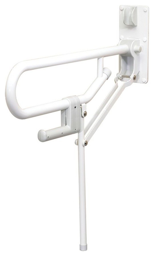 FoldUp Support Grab Bar With Fixed Leg, White Grab Bars by