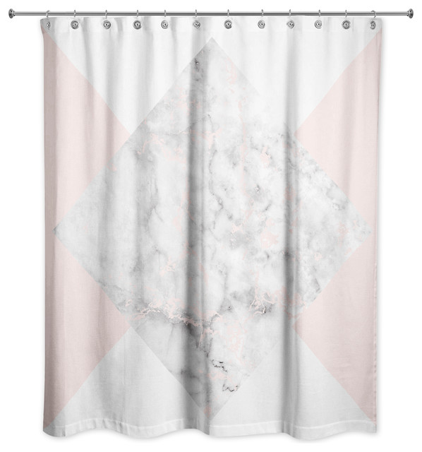 Pink And White Marble Shower Curtain, Pink And Grey Shower Curtain