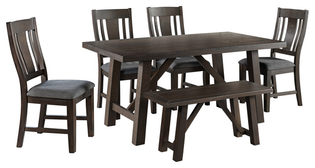 Carter 6 Piece Set Dining Set Table Four Chairs Bench Transitional Dining Sets By Picket House