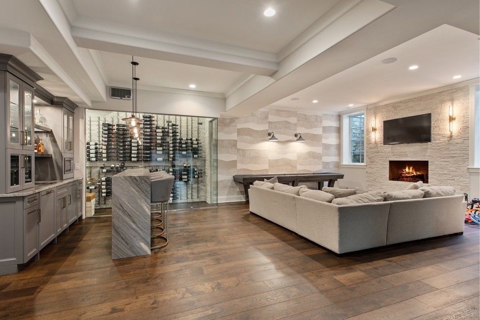 Example of a transitional home design design in Chicago