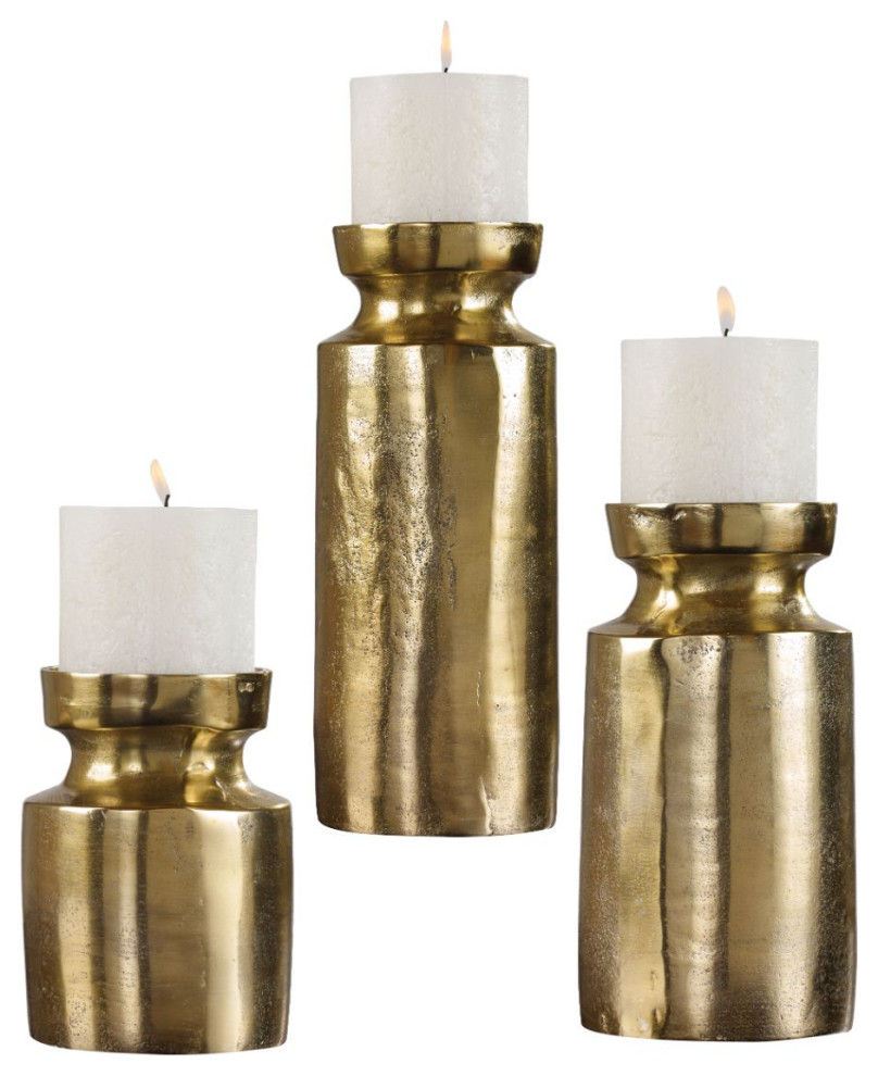 Uttermost Amina Antique Brass Candleholders Set of 3