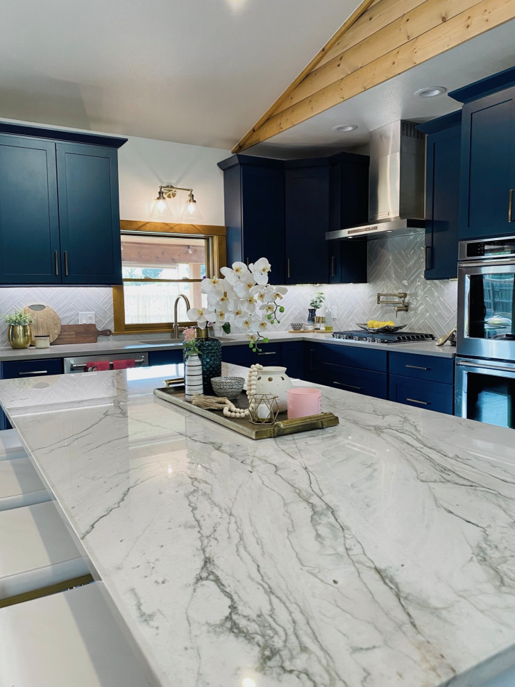 Mountain style kitchen photo in Denver