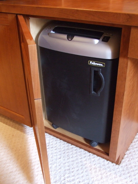Hidden paper shredder in the custom hand-made desk - Traditional - Home Office - Chicago - by 