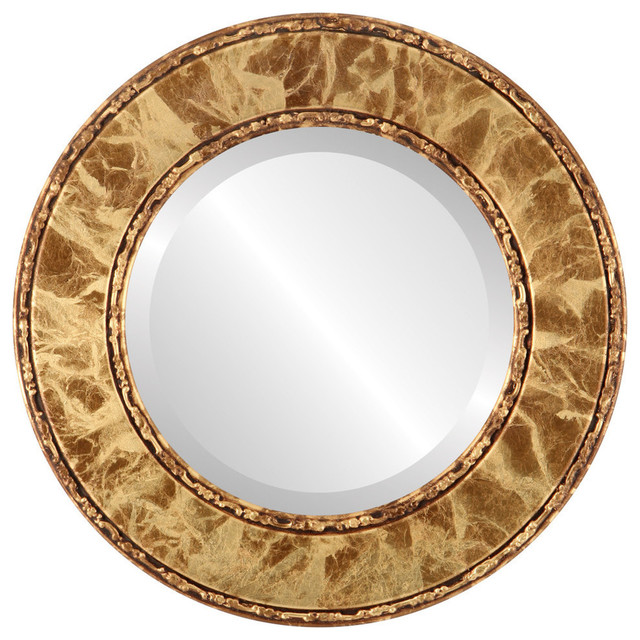 Paris Framed Round Mirror in Champagne Gold Traditional Wall