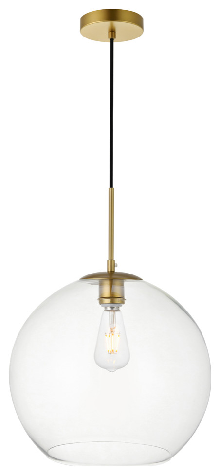 Baxter 1 Light Pendant in Brass And Clear
