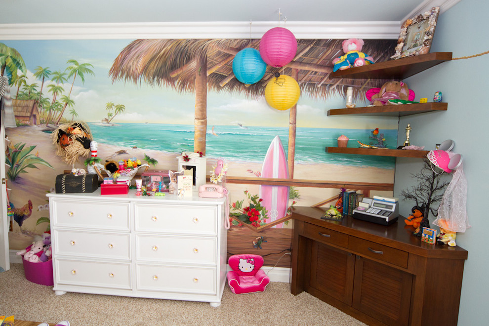 Inspiration for a tropical kids' room in Orange County.