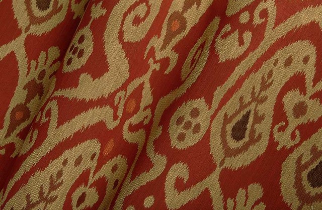 Neopolo Ikat Upholstery Fabric in Red Garnet