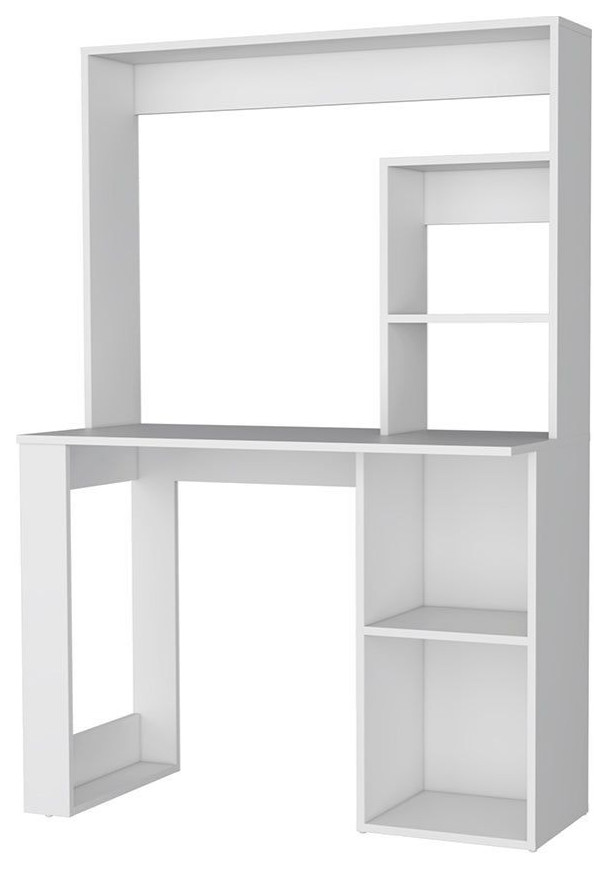 Carroll Computer Desk With Hutch and 5 Open Shelves - Contemporary ...