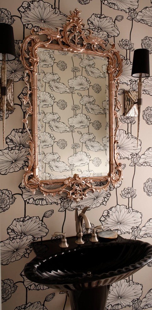 Inspiration for a contemporary powder room remodel in Raleigh