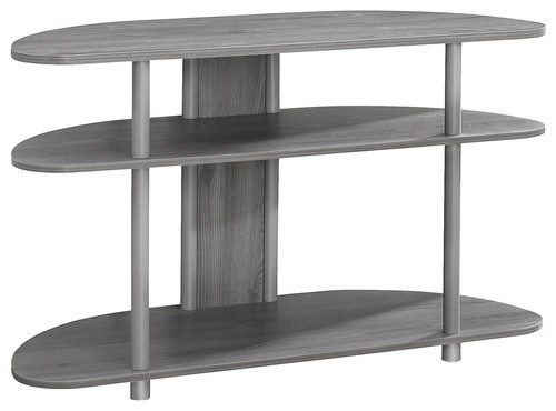 TV Stand, 38"L, Gray With Silver Accent