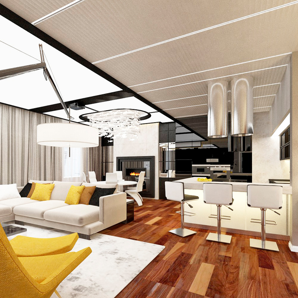 Гостиная-кухня-столовая