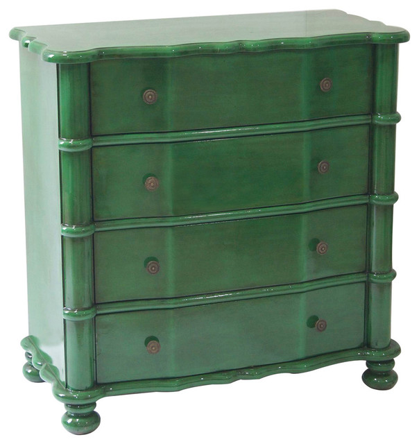 Crestview Kelly Emerald Green 4 Drawer Accent Chest in Wood Finish CVFZR860