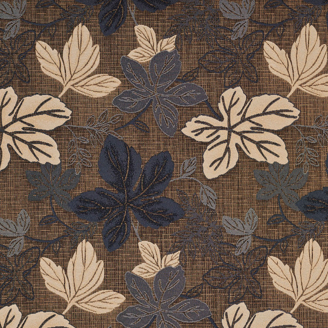 Silver Grey and Beige Large Leaves Metallic Upholstery Fabric By The Yard, By The Yard