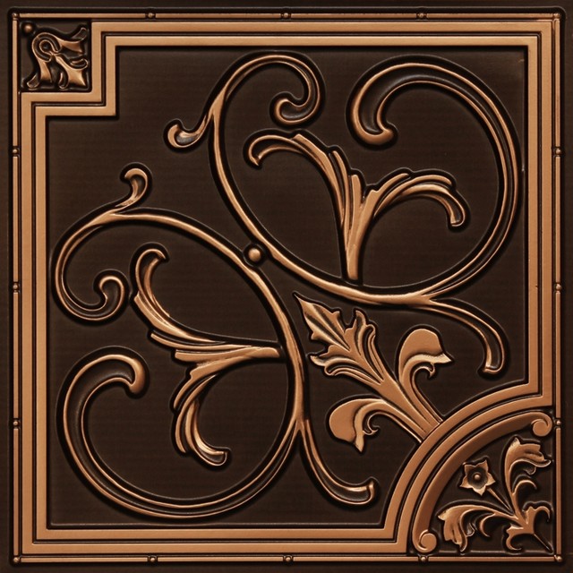 24"x24" D204 PVC Faux Tin Ceiling Tiles, Dropin, Set of 6 Victorian