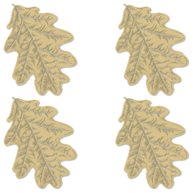 Leaf Oak 14" x 18" Placemats (Set of 4), Goldenrod Contemporary