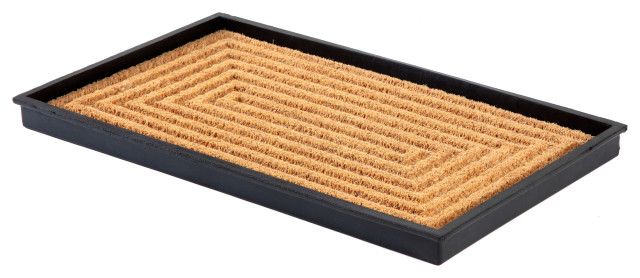 24.5"x14"x1.5" Rubber Boot Tray With Rectangle Embossed Coir Insert