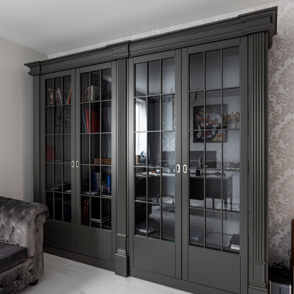 Витрина цвета графит из крашеного МДФ