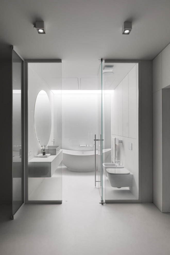 Stylish monochromatic white penthouse