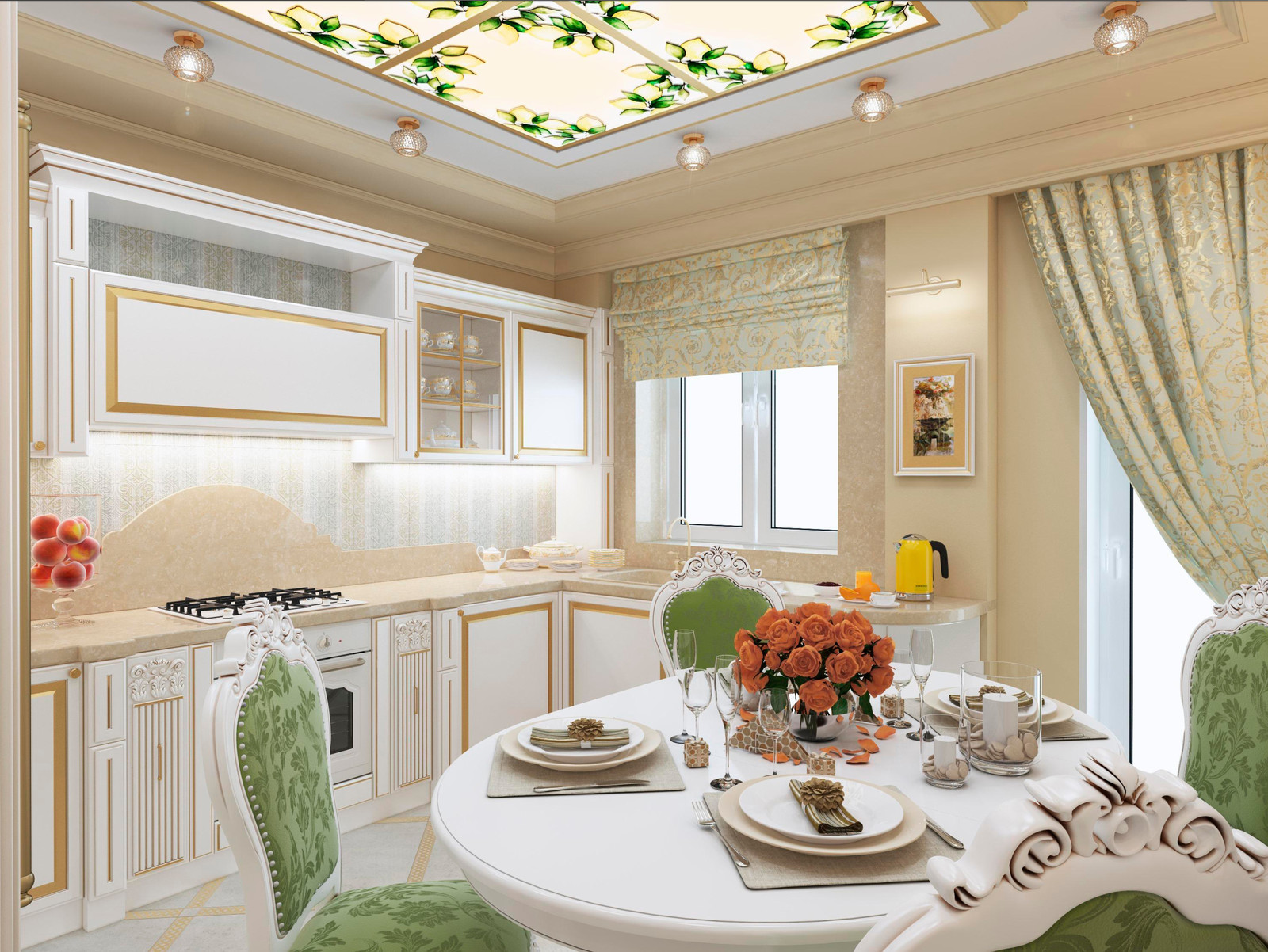 Классический интерьер с элементами греческого стиля