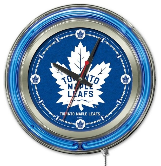 Toronto Maple Leafs Neon Clock Contemporary Wall Clocks by