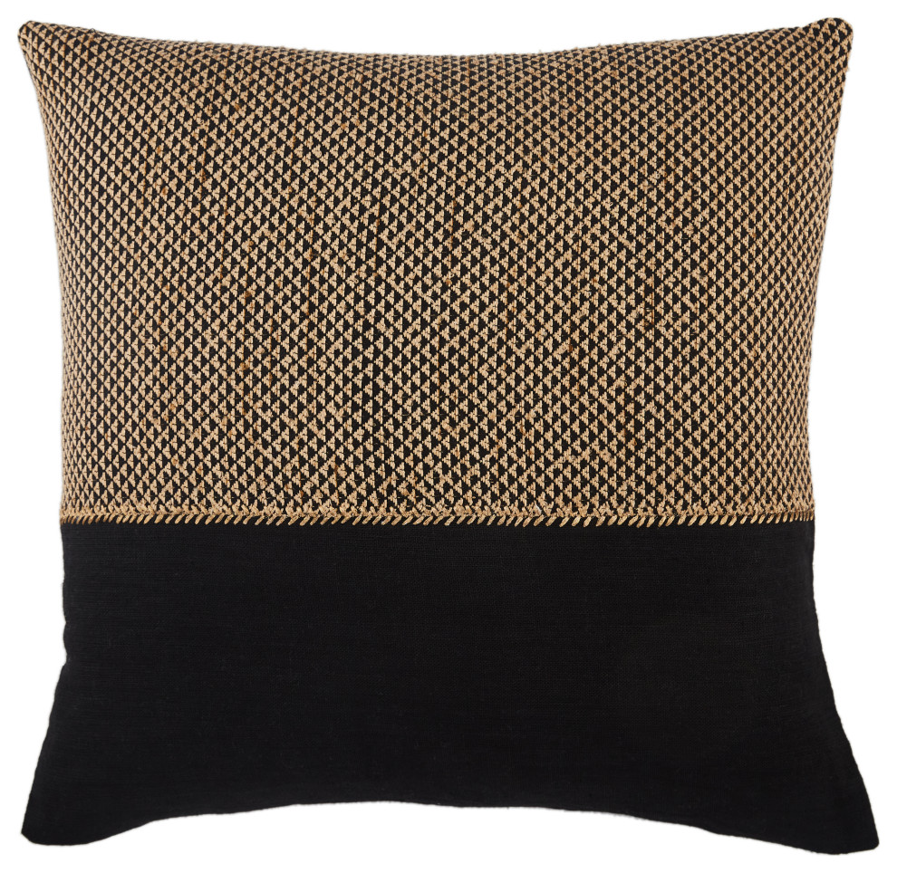 Jaipur Living Sila Geometric Throw Pillow, Light Tan/Black, Down Fill