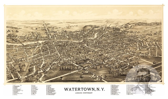 24x36 Vintage Reproduction Historic Map Watertown New York Jefferson County 1891