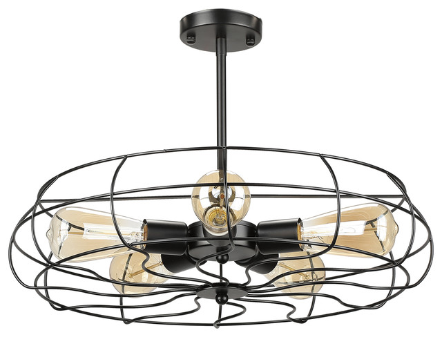 19 5 Light Industrial Semi Flush Mount Ceiling With Fan Shade Lighting By Banyan Imports Houzz - 5 Light Flush Mount Ceiling