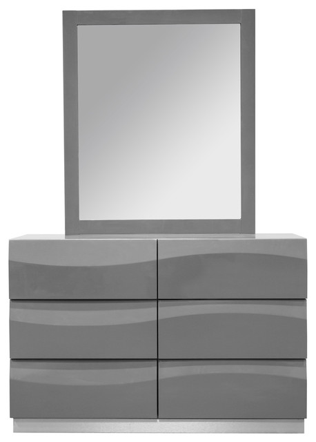 Leon Gray Dresser And Mirror 2 Piece Set Contemporary Dressers