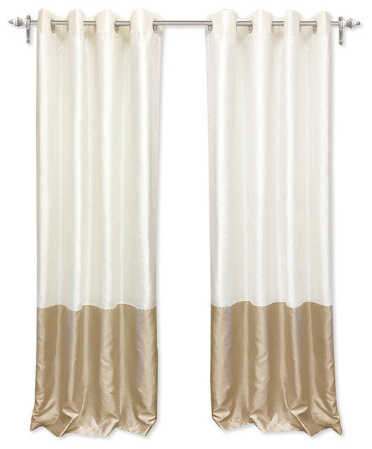 DriftAway Madelynn Solid Color Block-Room Curtain Panel Pair, Ivory and Beige