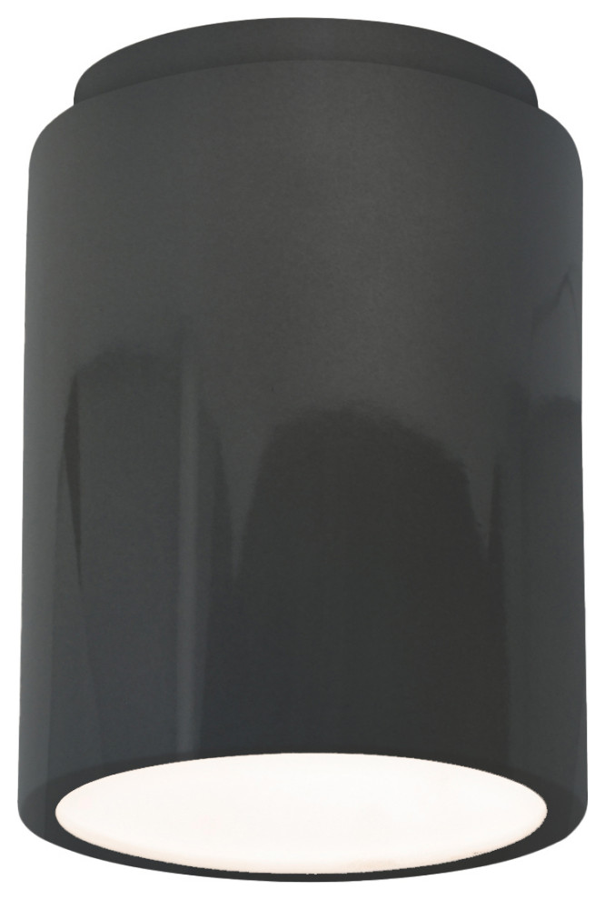 Radiance Cylinder Flush-Mount, Gloss Grey, E26
