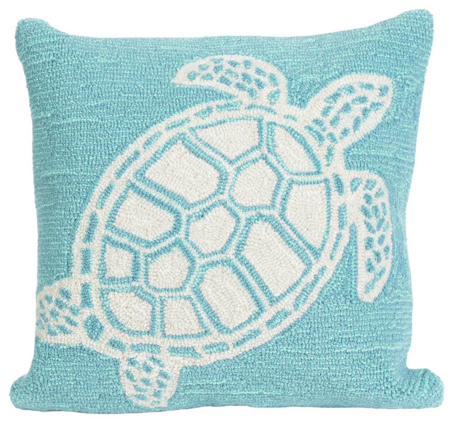 Frontporch Turtle Indoor/Outdoor Pillow 18" Square, Aqua