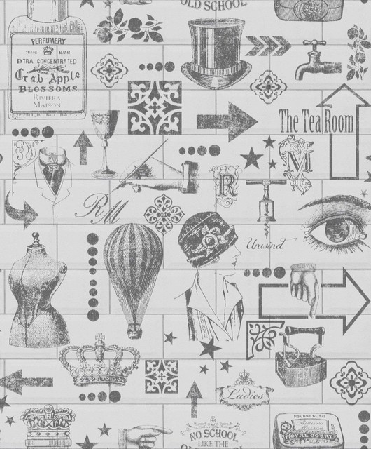 Vintage Style Wallpaper, Double Roll Contemporary Wallpaper by