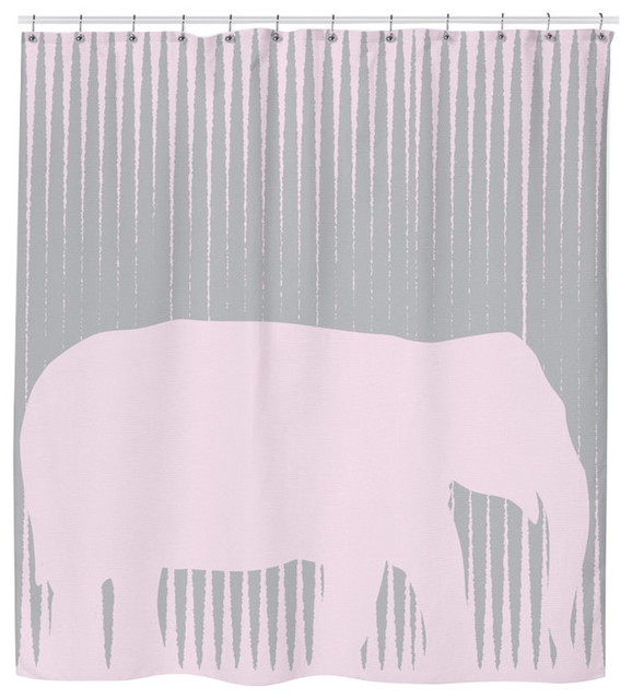 Monogram Pink Elephant Shower Curtain Contemporary Shower