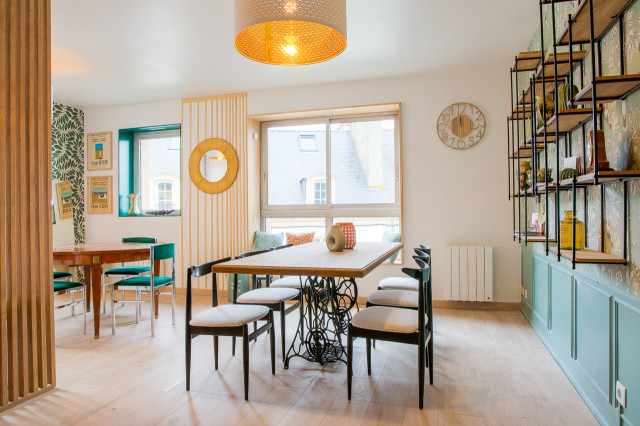 Studio aux tons de vert et bois contemporary-dining-room