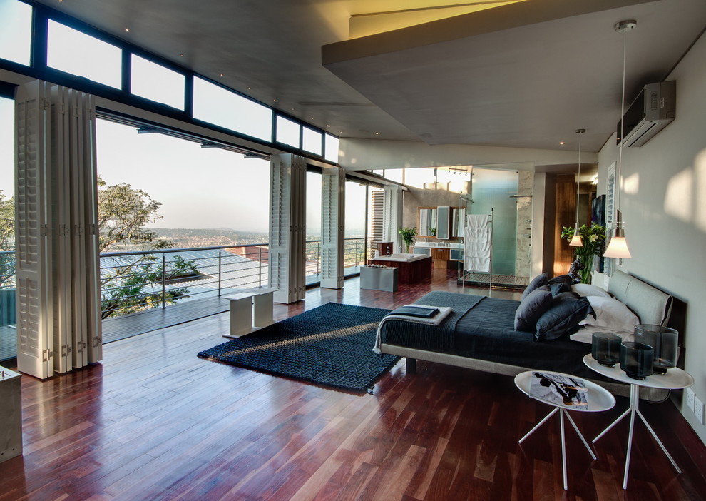 Design ideas for a contemporary living room with medium hardwood floors.