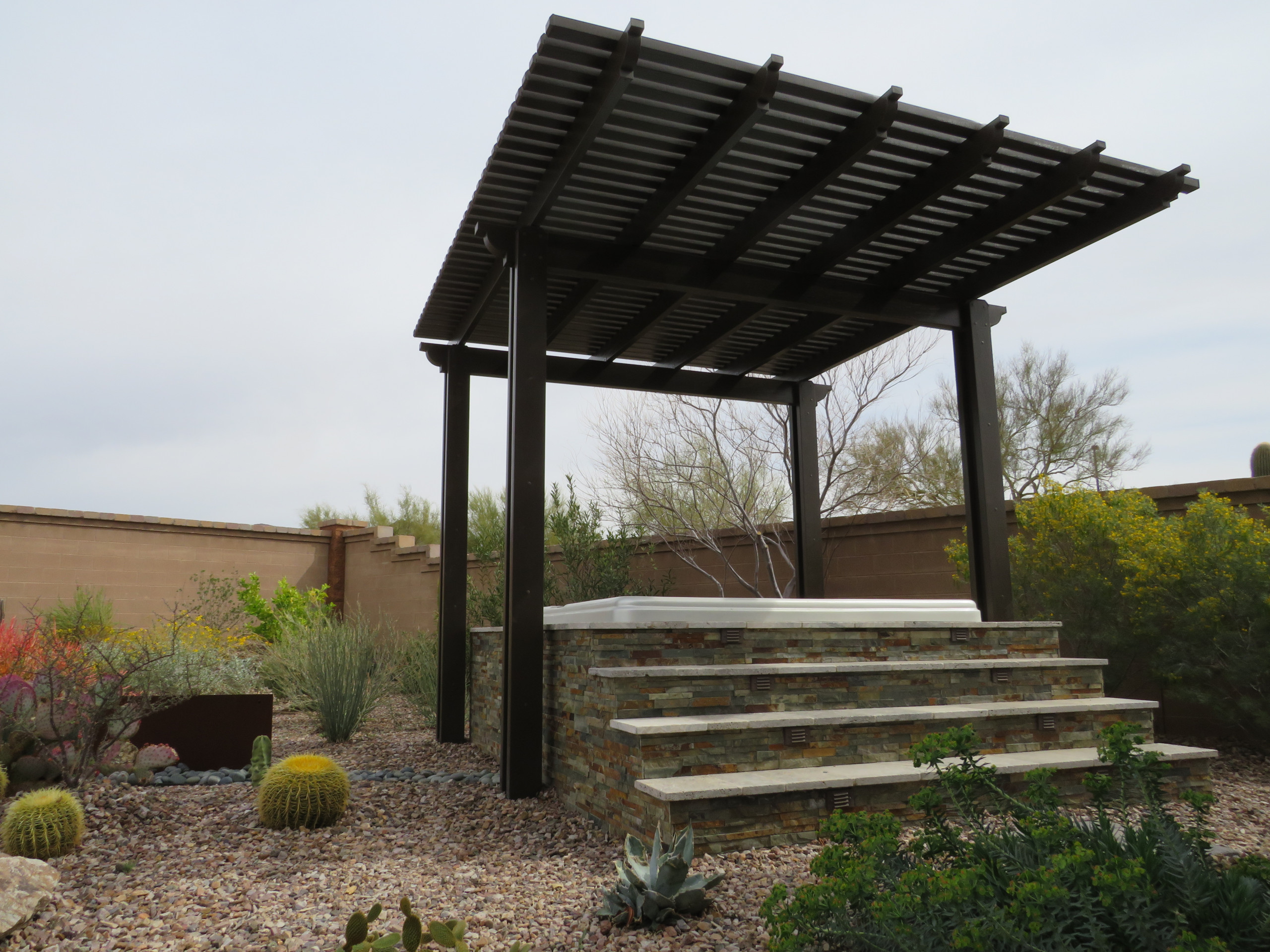 Southwestern Hot Tub + Pergola - Mesa, AZ