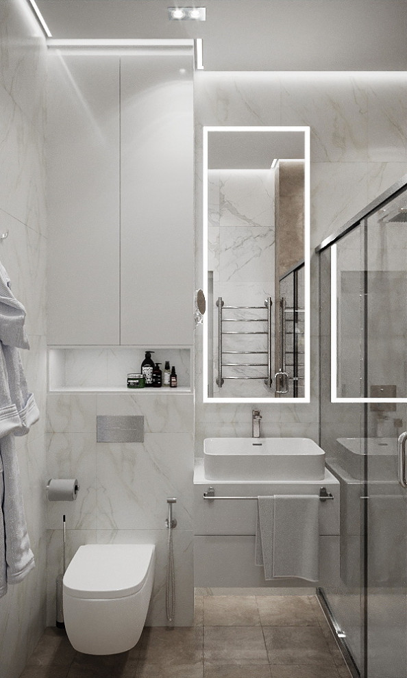 современные ванные душевые